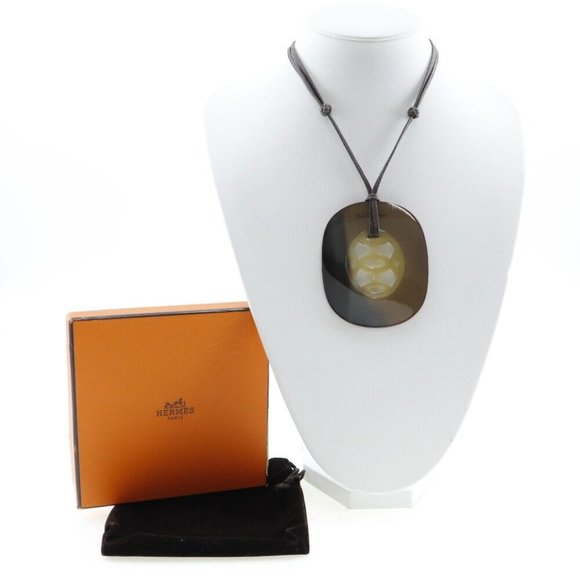HERMES Lift GM Necklace 044536FL Brown Buffalo horn Women - Picture 6 of 9